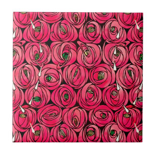 Rennie Mackintosh Rose Art Nouveau Blumenmuster Fliese