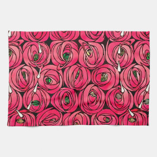 Rennie Mackintosh Rose Art Nouveau Blumenmuster Geschirrtuch