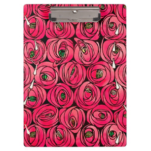 Rennie Mackintosh Rose Art Nouveau Blumenmuster Klemmbrett