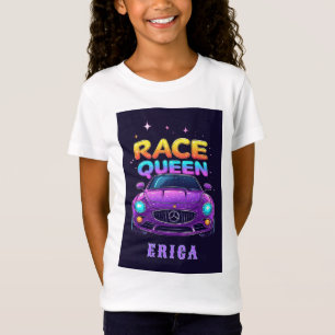 Rennkönigin Lila Auto Mädchen Neon Stil 👑 T-Shirt