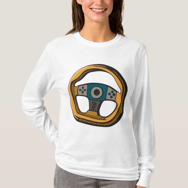 Rennlenkrad-Controller-Gamerin T-Shirt (Vorderseite)