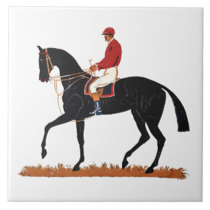 Rennpferd Derby Jockey im Vintage-Stil Fliese