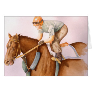 Rennpferd und Jockey
