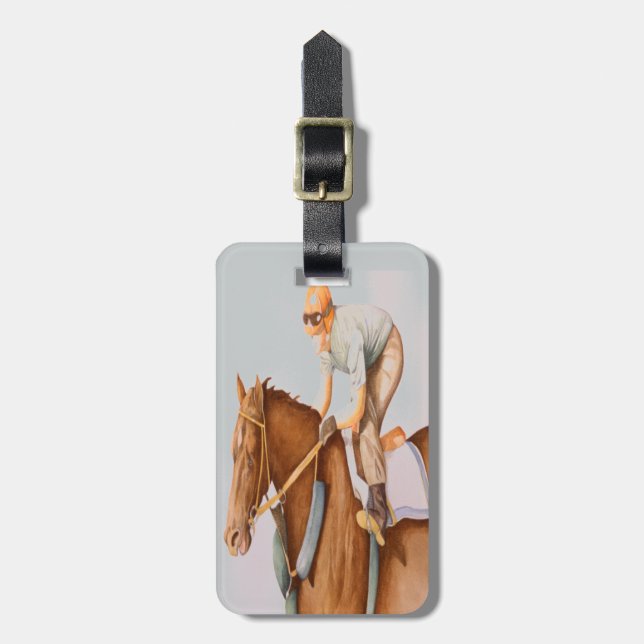 Rennpferd und Jockey Gepäckanhänger (Vorderseite vertikal)