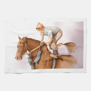 Rennpferd und Jockey Geschirrtuch