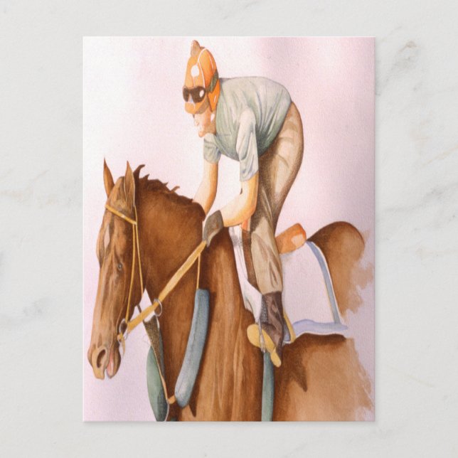 Rennpferd und Jockey Postkarte (Vorderseite)