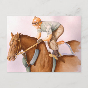 Rennpferd und Jockey Postkarte