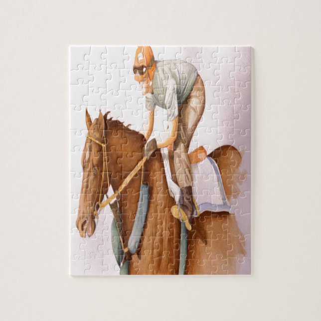 Rennpferd und Jockey Puzzle (Vertikal)