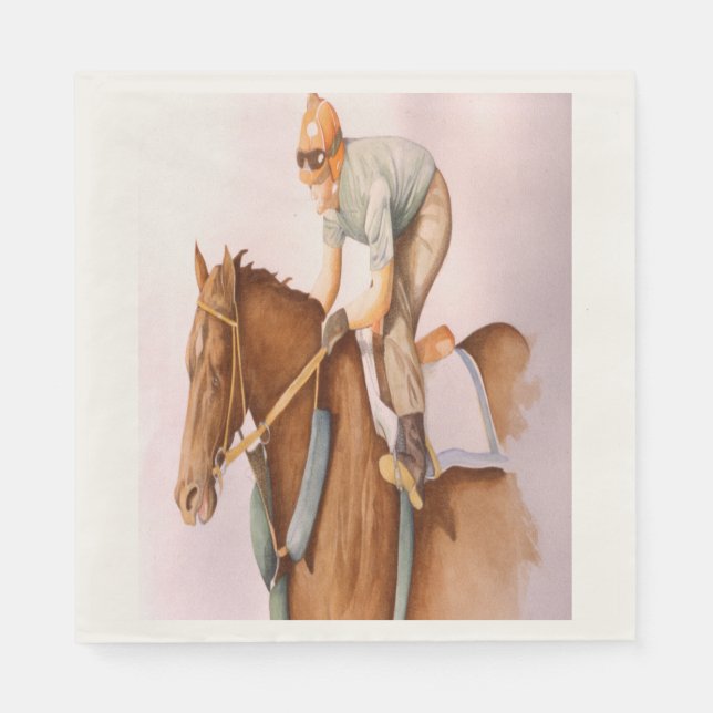 Rennpferd und Jockey Serviette (Vorderseite)