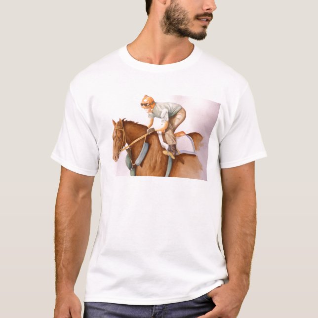 Rennpferd und Jockey T-Shirt (Vorderseite)