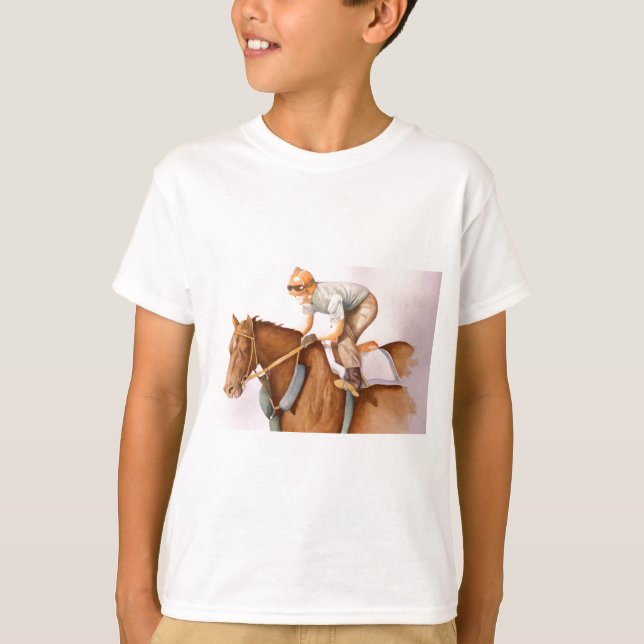 Rennpferd und Jockey T-Shirt (Vorderseite)