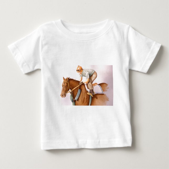 Rennpferd und Jockey WaterColor Baby T-shirt (Vorderseite)