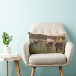 Rennpferde in Longchamp von Edgar Degas Lendenkissen