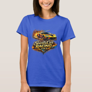 Rennsport-Feuer-Grafik Damen-Basict-Shirt T-Shirt