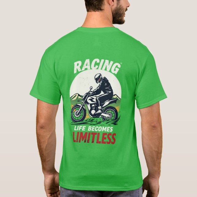 Rennsport Leben wird grenzenloser Biker  T-Shirt (Rückseite)