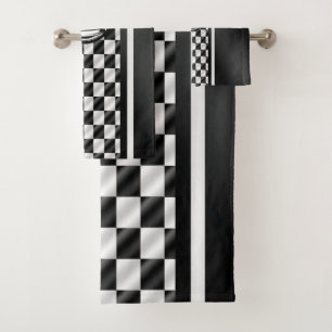 Rennsport Schachbrett Schwarz Weiß Sport Logo Badhandtuch Set