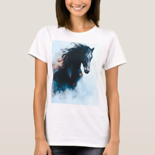 Rennsport Schwarzes Pferd-Porträt Minimalist T-Shirt