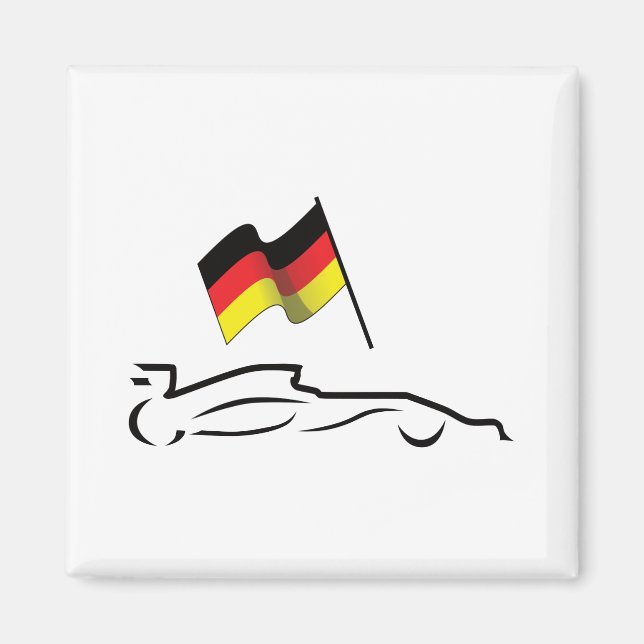 Rennstrecke Zeichnend mit deutscher Flagge Magnet (Vorne)