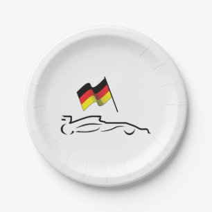 Rennstrecke Zeichnend mit deutscher Flagge Pappteller