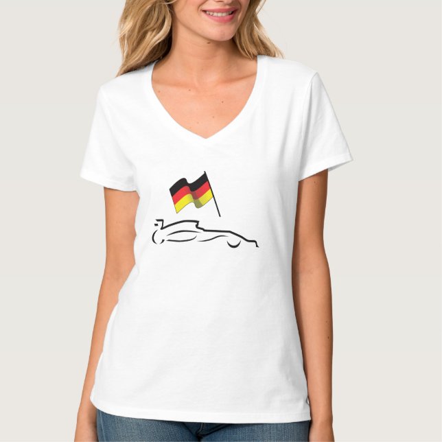 Rennstrecke Zeichnend mit deutscher Flagge T-Shirt (Vorderseite)