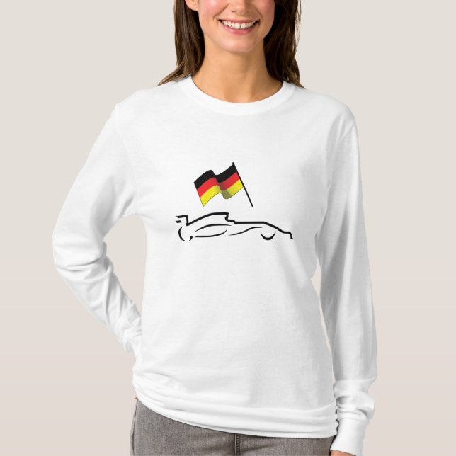 Rennstrecke Zeichnend mit deutscher Flagge T-Shirt (Vorderseite)