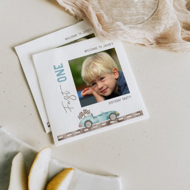 Rennwagen 1. Geburtstag Foto Serviette (Von Creator hochgeladen)