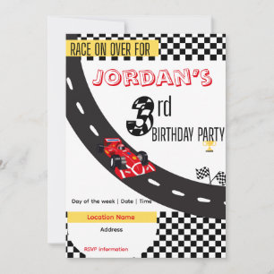 Rennwagen 3. Geburtstag Party Einladung