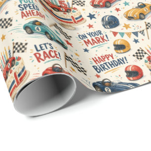 Rennwagen 5. Geburtstags-Geschenkpapier Geschenkpapier