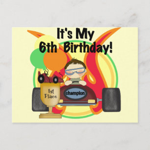 Rennwagen-6. Geburtstags-T-Shirts und Geschenke Postkarte