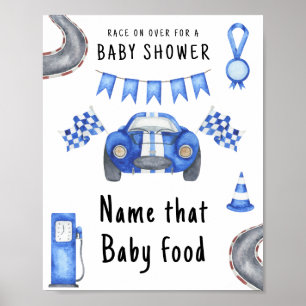Rennwagen-Baby-Party Name für Babynahrung Poster