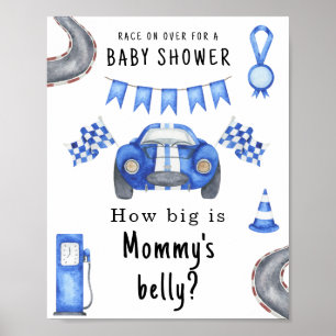 Rennwagen-Baby-Party Wie groß ist Mamas Bauch Poster