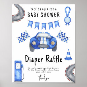 Rennwagen-Baby-Party-Windel-Raffle-Spiel Poster