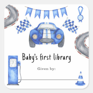 Rennwagen - Baby's erste Bibliothek Quadratischer Aufkleber