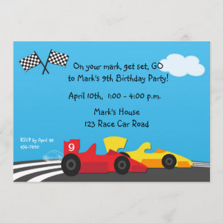 Rennwagen-Bahn-Geburtstags-Einladung Einladung