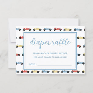 Rennwagen Blau Junge Baby Shower Windel-Raffle-Kar Einladung