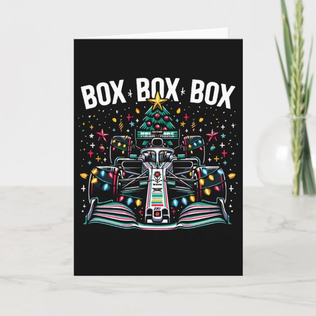 Rennwagen Box Box Box Funk Anruf Spaß Weihnachten  Karte (Vorderseite)