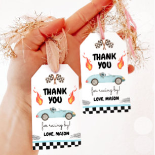 Rennwagen Danke Blue Racing Blue Boy Geburtstag Geschenkanhänger