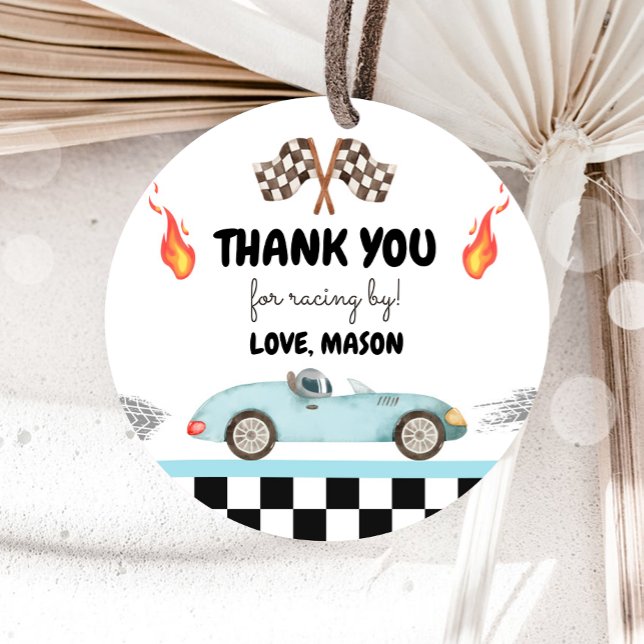 Rennwagen Danke Blue Racing Blue Boy Geburtstag Geschenkanhänger (Von Creator hochgeladen)