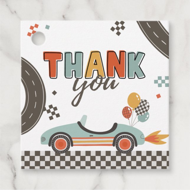 Rennwagen Danke Karte Geschenkanhänger (Vorderseite)