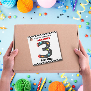Rennwagen Dritter Geburtstag Kinder Party Geschenkanhänger