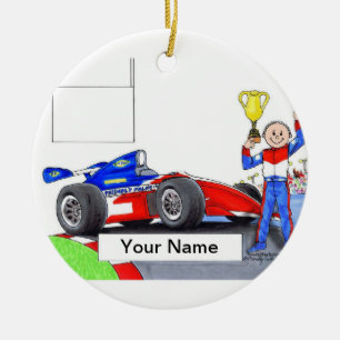 Rennwagen-Fahrer, Indy - Mann Keramikornament