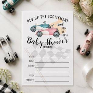 Rennwagen füllen Einladung zur Babyparty aus