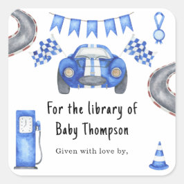 Rennwagen - für die Bibliothek Quadratischer Aufkleber