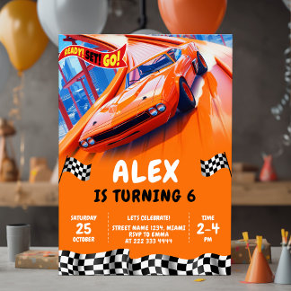 Rennwagen Geburtstag Turboräder Einladung