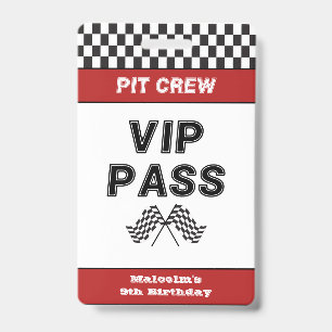 Rennwagen-Geburtstagsfeier-Pit-Crew-VIP-Pass-Pit-S Ausweis