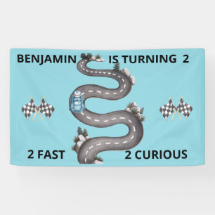 Rennwagen Geburtstagsjunge 2 Personalisiertes Par Banner