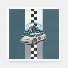 Rennwagen, grüne, schwarz-weiße Papierserviette