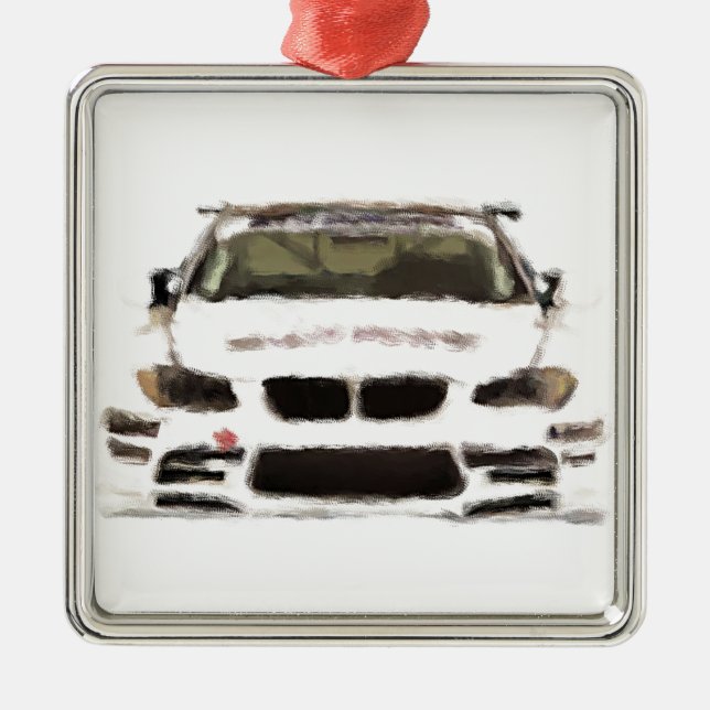 Rennwagen-handgemalte Kunst-Bürsten-Schablone BMWs Silbernes Ornament (Vorne)