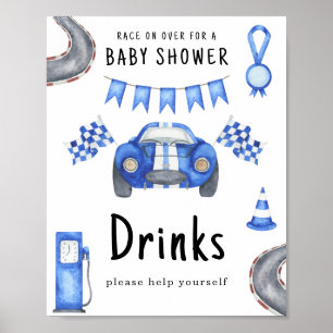 Rennwagen Jungen Baby Shower Getränke Poster