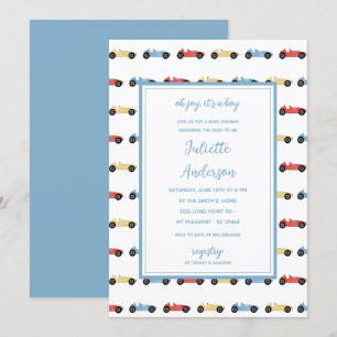 Rennwagen Klassisch Blau Jungen Baby Shower Einladung